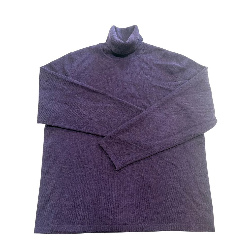 Charter Club Women's 2 ply 100% Cashmere Size L Purple Turtleneck Quiet Luxury